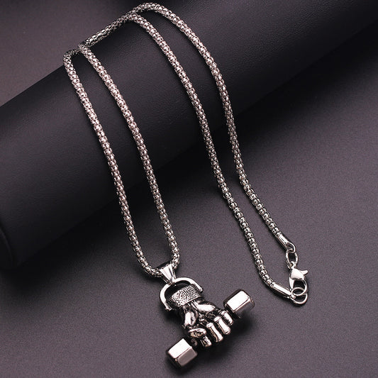 Gym dumbbell necklace