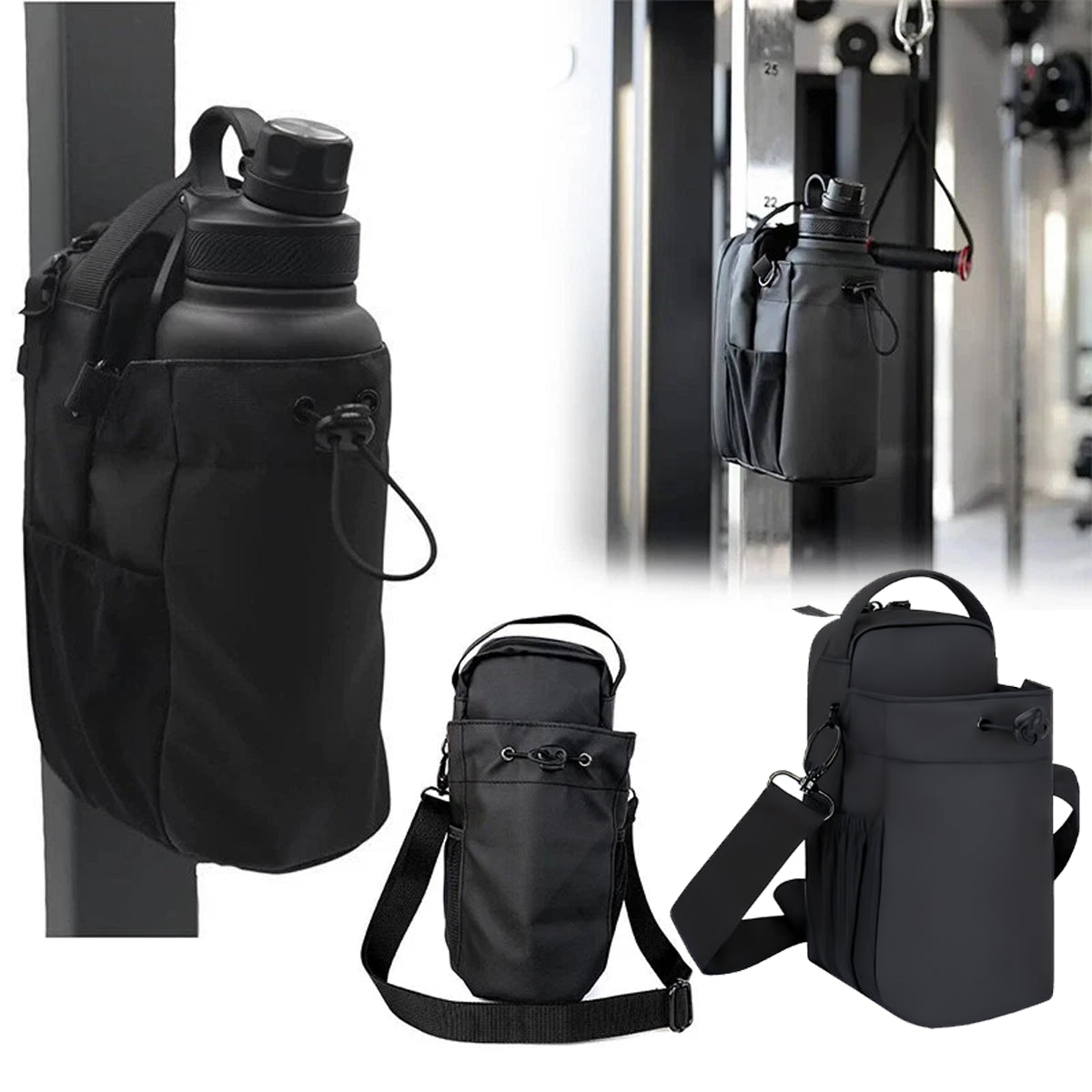 Magnetic Water Bottle Sling Bag Adjustable Crossbody Gym Bottle Bag