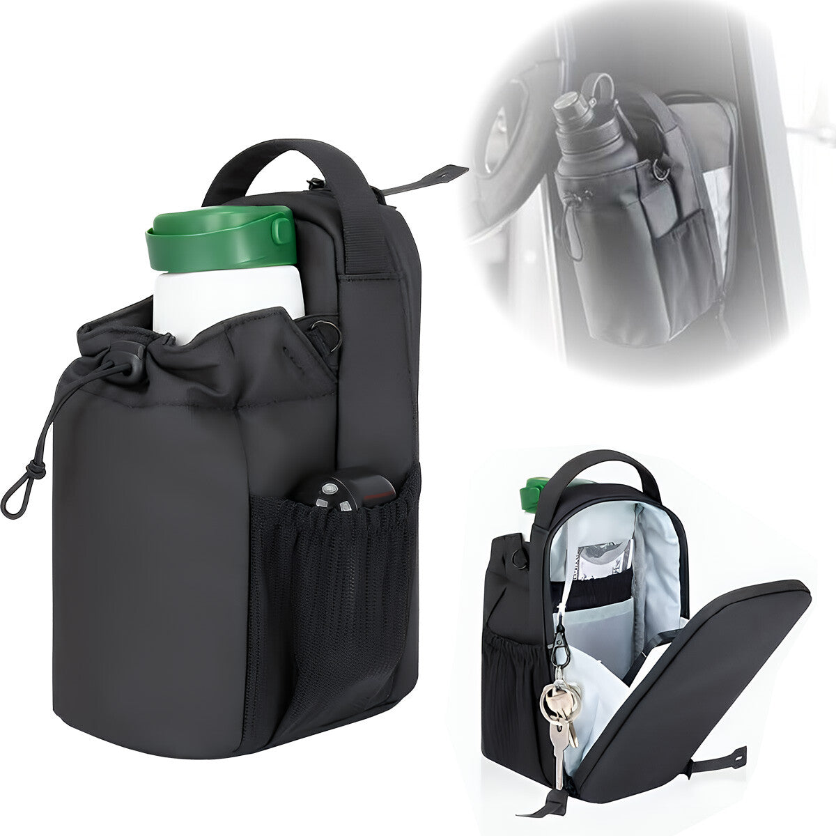 Magnetic Water Bottle Sling Bag Adjustable Crossbody Gym Bottle Bag