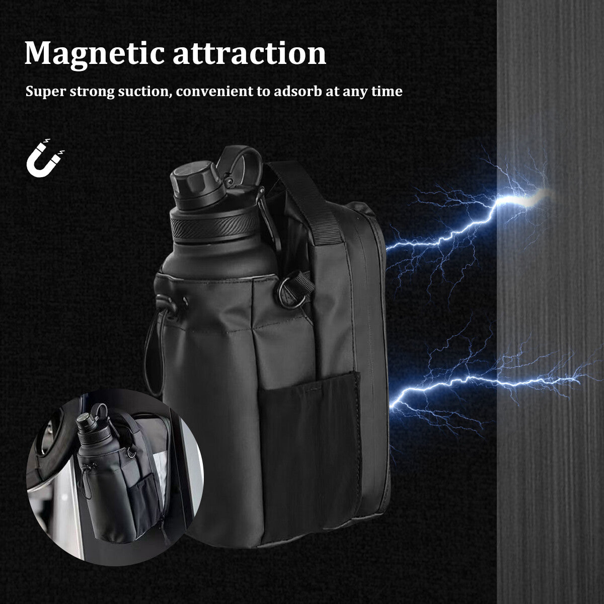 Magnetic Water Bottle Sling Bag Adjustable Crossbody Gym Bottle Bag