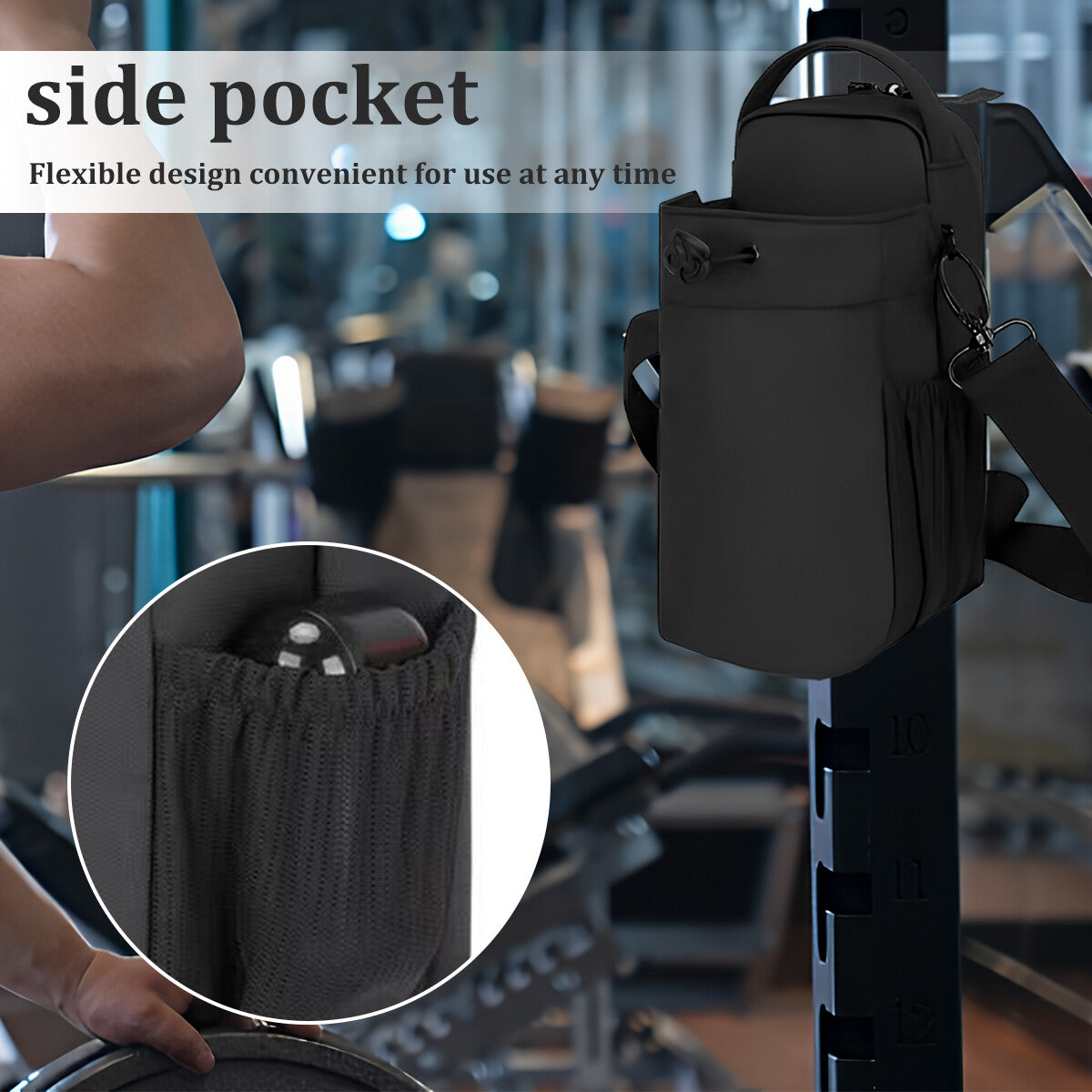Magnetic Water Bottle Sling Bag Adjustable Crossbody Gym Bottle Bag